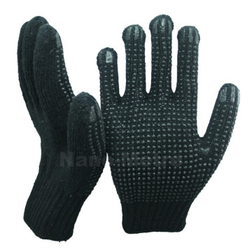 NMSAFETY 7 jauge noir travail coton pvc pointillé gants faisant la machine